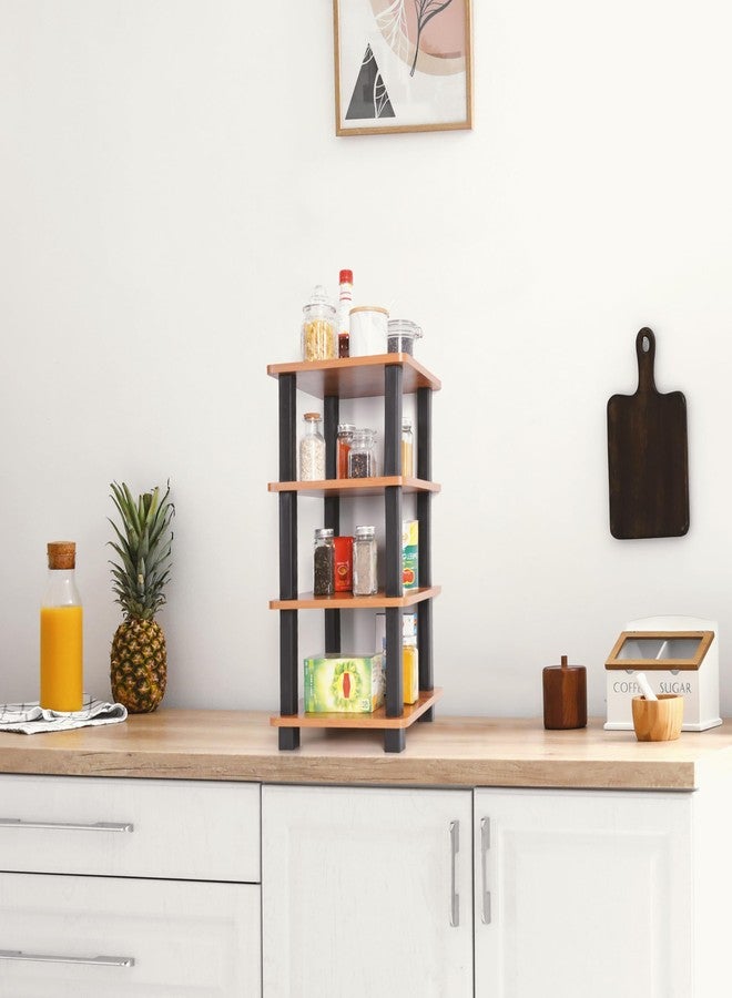 Livzing Turn N Tube 4 Tier Wooden Spice Rack - Countertop Storage for Kitchen Shelves - Bedside Table for Living Room, Bedroom - End Sofa Table - Multipurpose Storage Shelves - Image 5